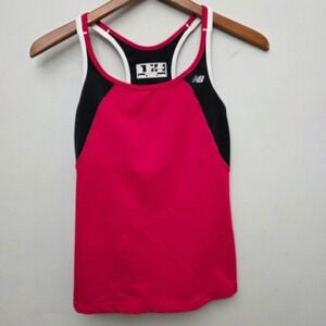 New Balance Womens‎ Running Tank Top Racerback Pink Black Athletic Small pocket